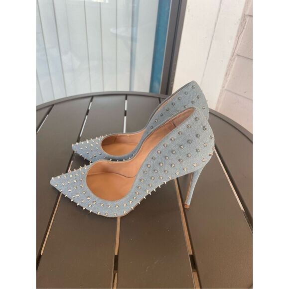 NWOB Steve Madden Daisie Denim Spike Studded Pump Heels 10 M - Picture 11 of 13